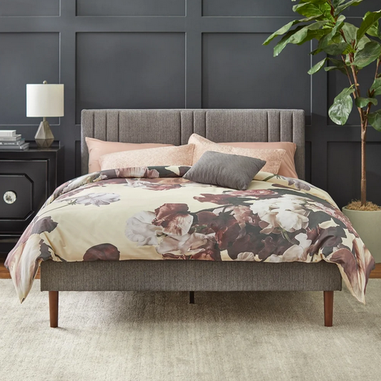 angelo:HOME Upholstered Queen Bed Frame - Sven - Grey