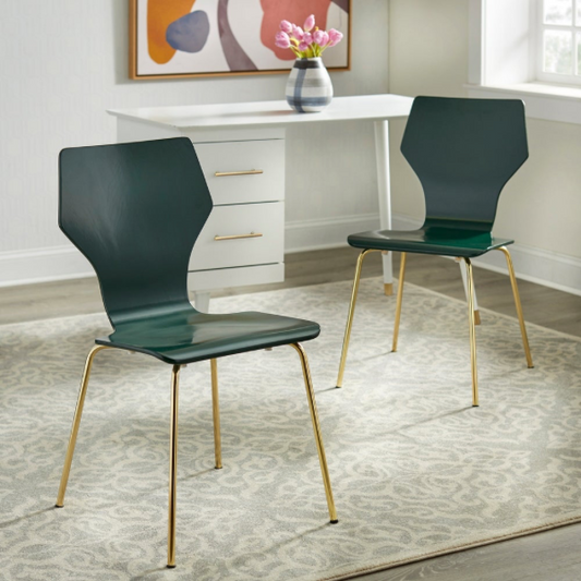 angelo:HOME Dining Chairs - Enna Bentwood/Metal set of 2 (green)