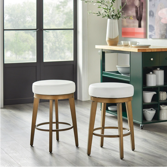 angelo:HOME Swivel Stools - Linden Brass set of 2 (white)