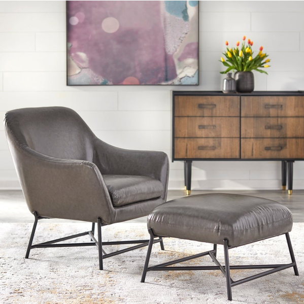 angelo:HOME Arm Chair & Ottoman Set - Corin (grey)