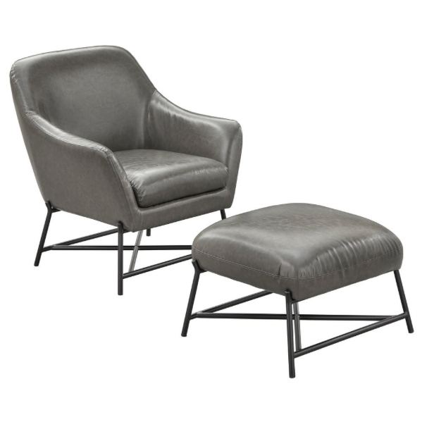 angelo:HOME Arm Chair & Ottoman Set - Corin (grey)