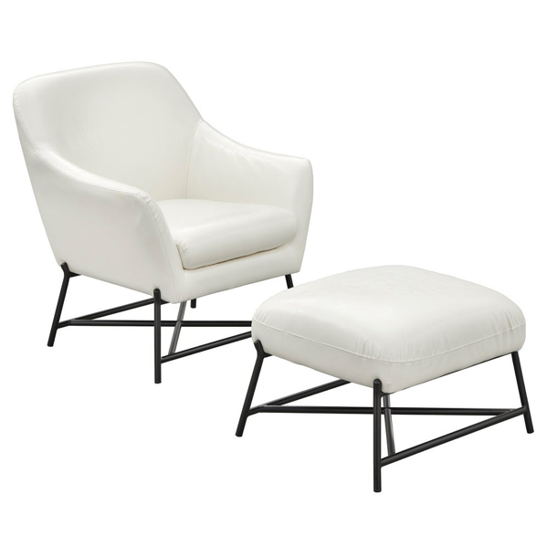 angelo:HOME Arm Chair & Ottoman Set - Corin (white)