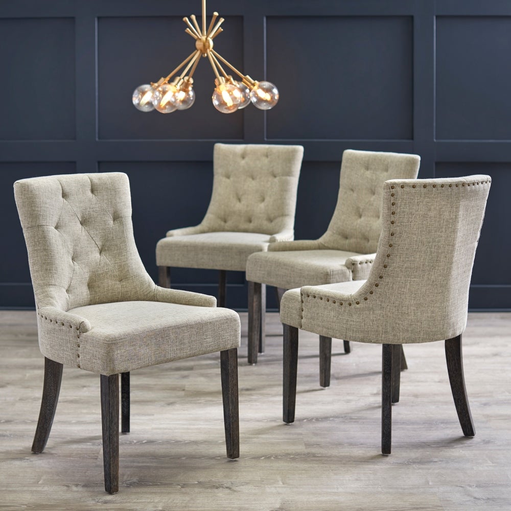 angelo:HOME Dining Chairs - Ariana Upholstered Parsons set of 2 or 4 (light grey) - angelo:HOME