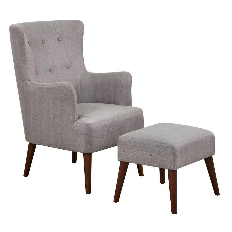angelo:HOME Arm Chair & Ottoman Set - Jane (grey) - angelo:HOME