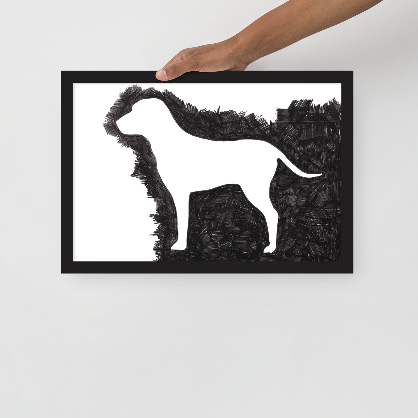 Ink Drawing Framed Print, Dog