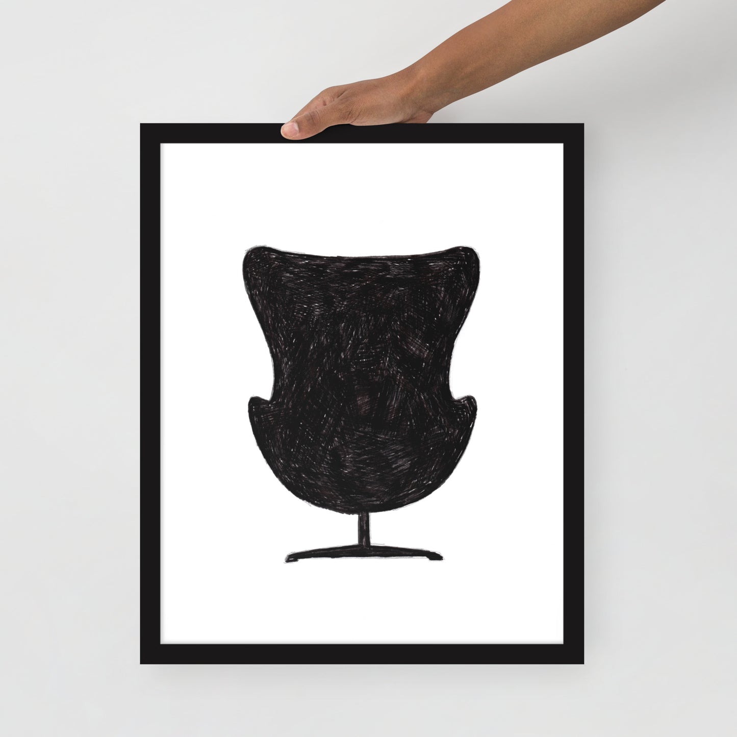 Ink Drawing Framed Print, Upholstered Chair