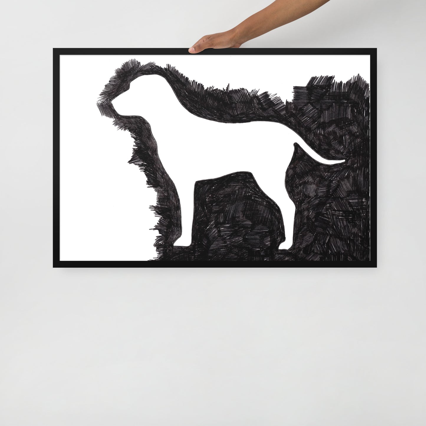 Ink Drawing Framed Print, Dog