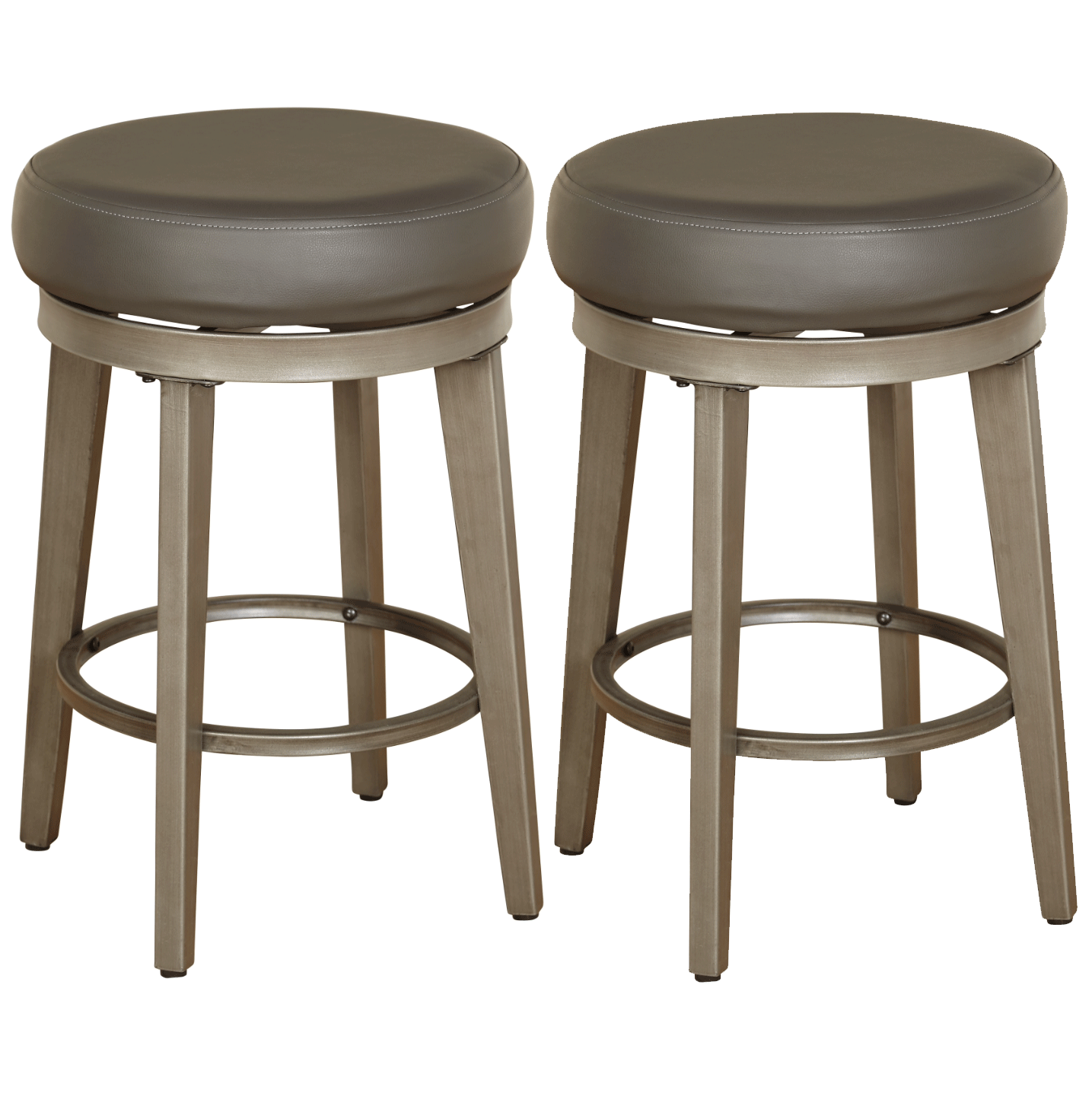 angelo:HOME Swivel Stools - Linden Leather set of 2 (grey) - angelo:HOME